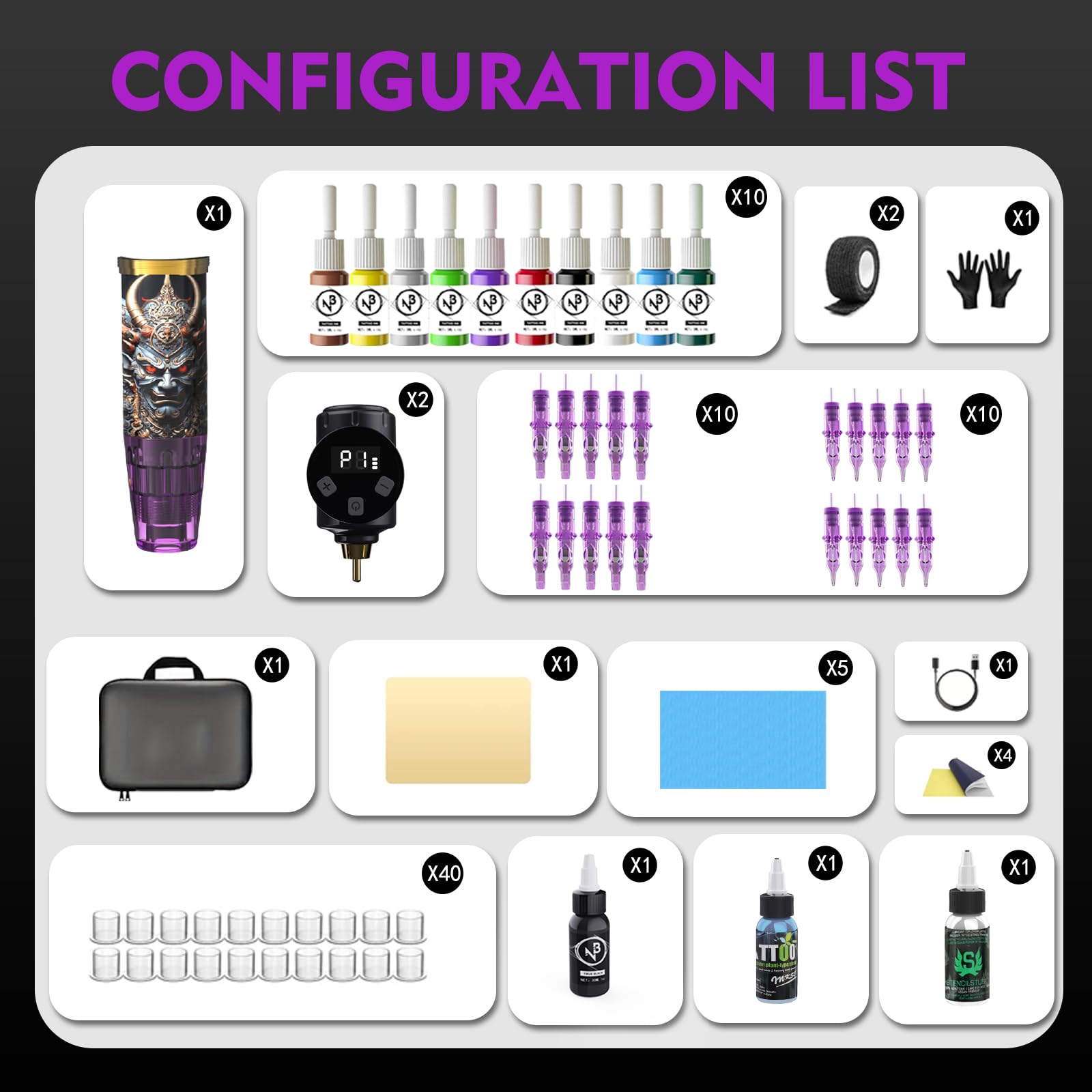 Amazon.com: Tattoo Kit Tattoo Gun Wireless Tattoo Machine with 2