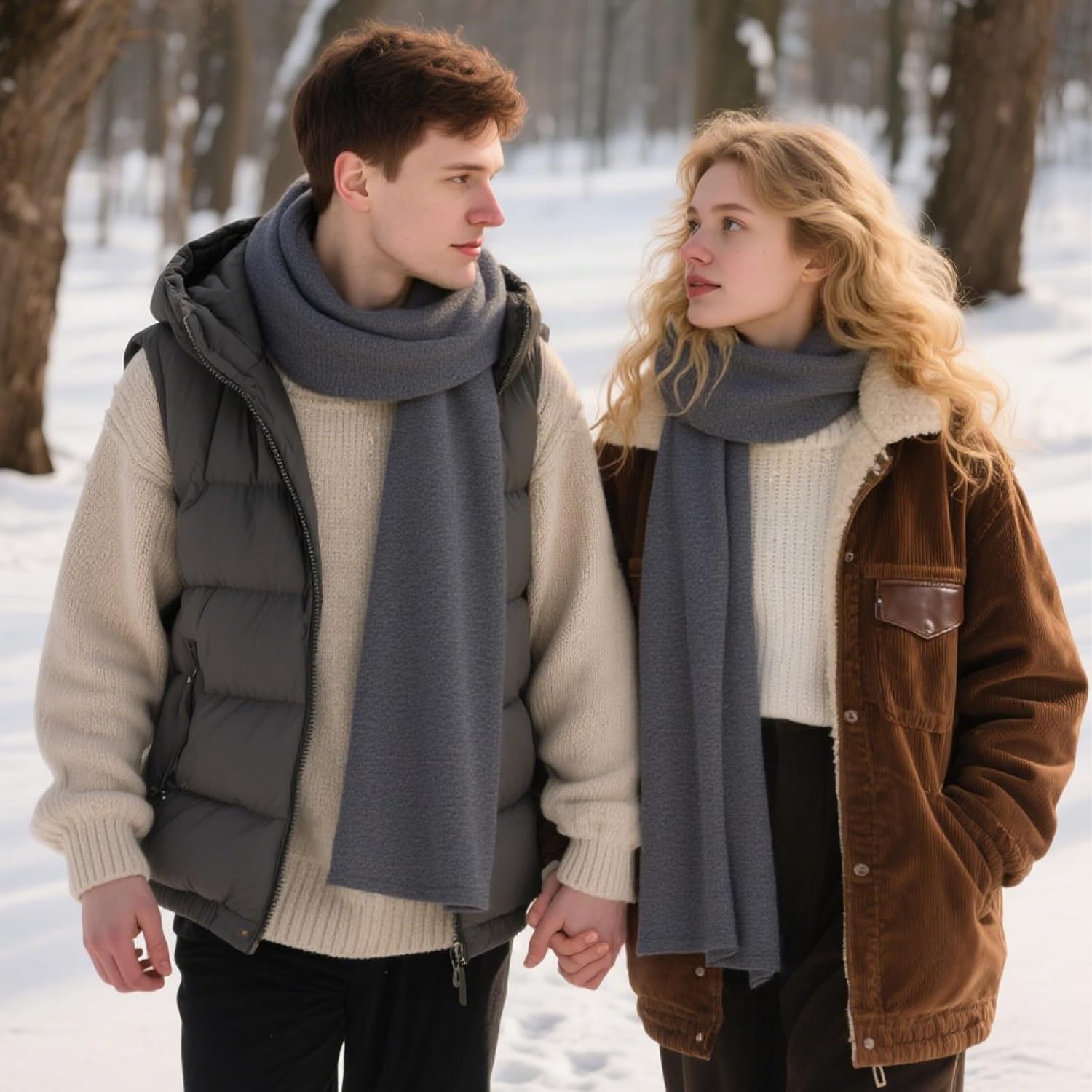 Wool Winter Scarf for Women, Men's Scarves Solid Warm Cold Weather Wraps