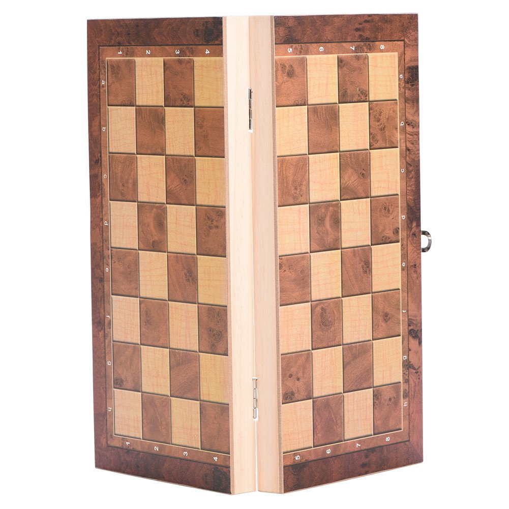 Leylor Wooden Chess Set-3in1 Portable Wooden Chessboard Folding Board Chess Game For Party Family Activities(34 * 34cm)