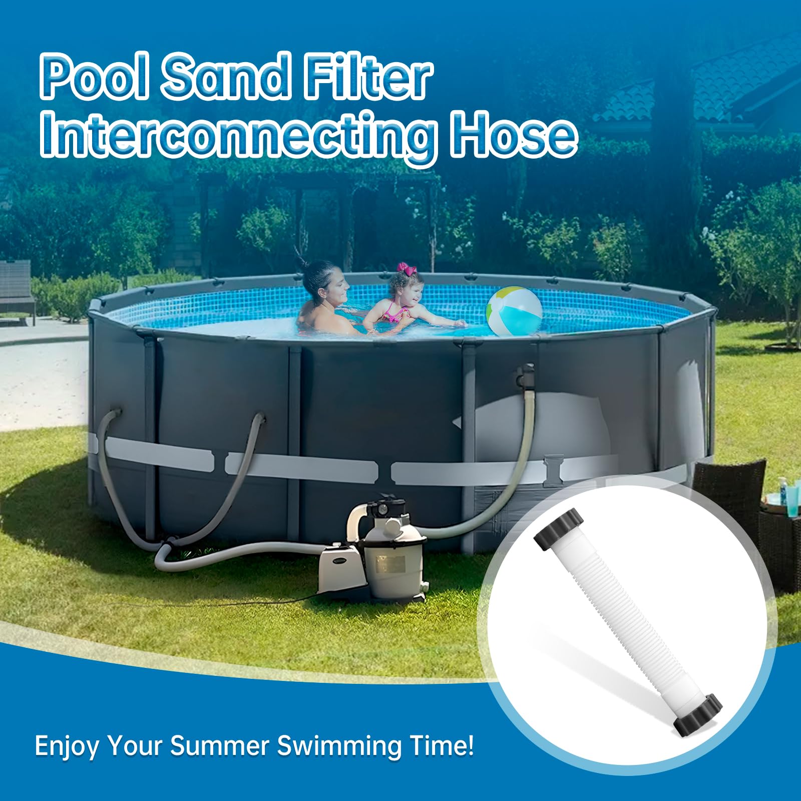 Amazon.com : 11763 Pool Sand Filter Pump Hose 10'' with Gaskets