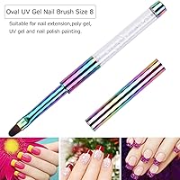 Vista 4 de 1 Uds. Oval UV Builder Gel Nail Brush Rhinestone Mango Profesional Nail Art Tool para Polygel Hard Gel