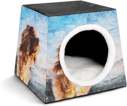 Amazon パーソナライズ ペットハウス 多機能 猫ハウス に変形する 猫ベッド 猫ソファ 小さな枕付き キューブ型 滑り止め 洗える 人気 可愛い 水墨画犬の空 Lafalper ハウス 通販