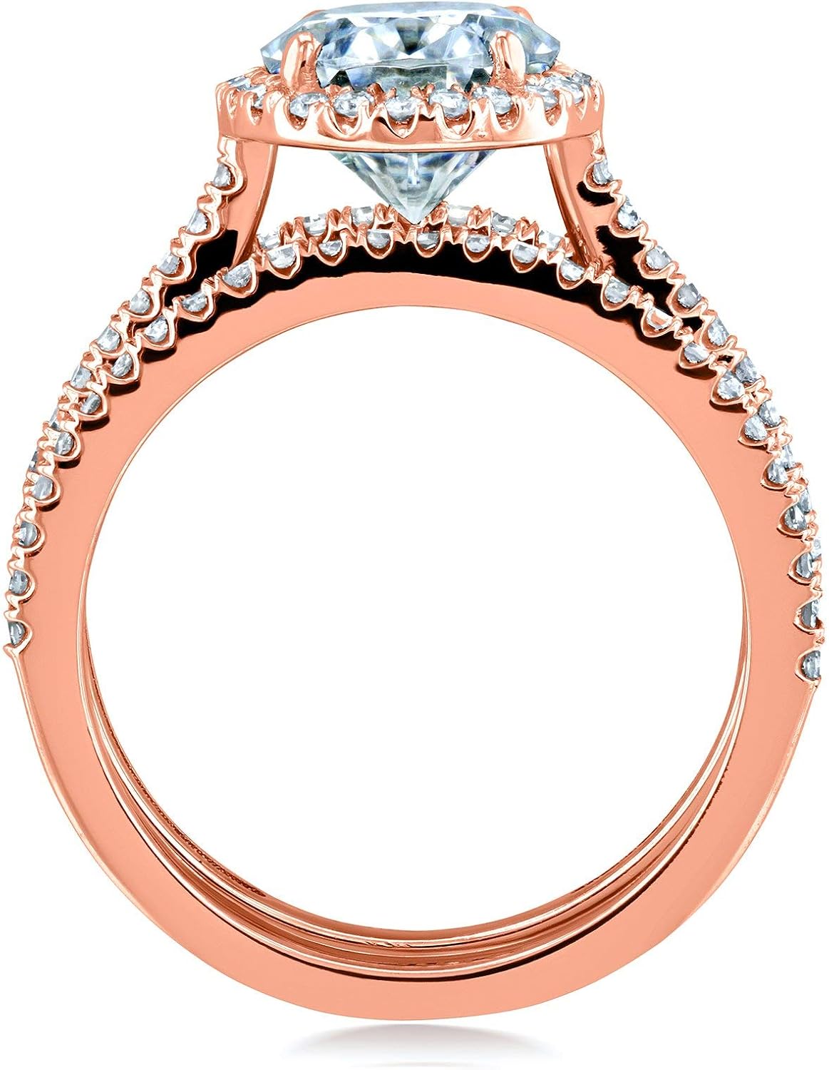 Kobelli Oval Moissanite Halo 3-Piece Bridal Rings Set 2 1/2 CTW 14k Rose Gold (DEF/VS, GH/I)