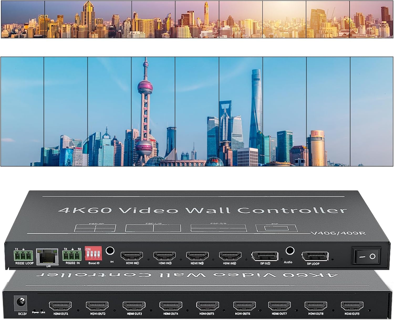 ICUIXIAN 5x9 Video Wall Controller front and back view sa bivšimample video wall displays