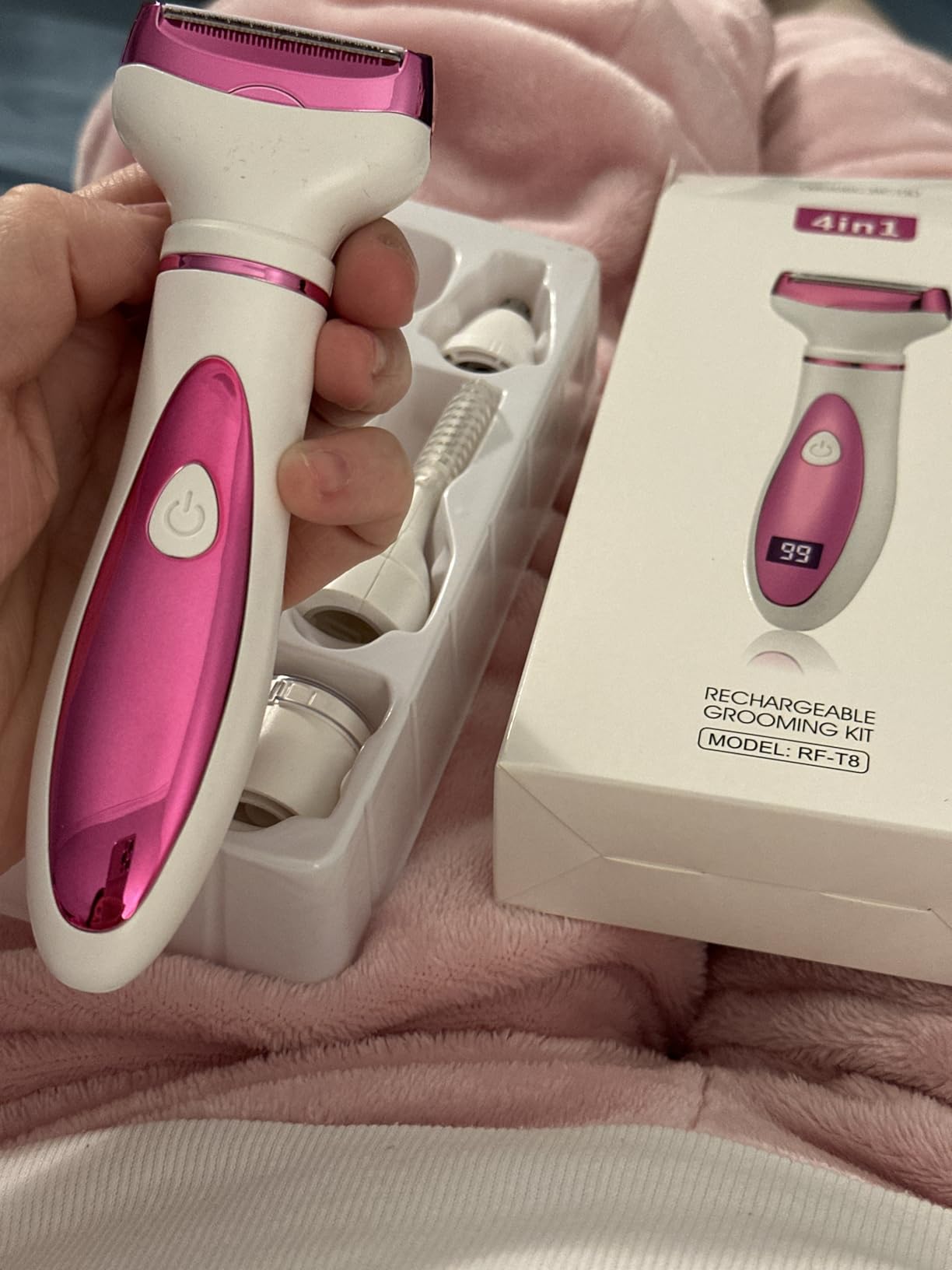 Beanify 2-in-1 Painless Women’s Electric Razor & Bikini Trimmer with LED Display, Waterproof Wet/Dry Rechargeable Electric Shaver with Dual-Head for Ladies Pubic, Bikini Underarm Leg Arm Body Face