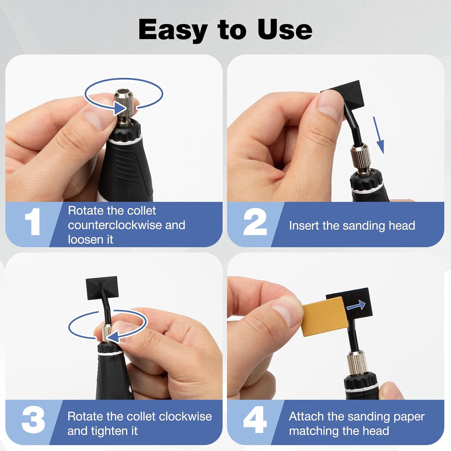 SHALL Mini Pen Sander, 12V Electric Reciprocating Sander with 4 Adjustable Speed, Compact Pen Sander Tool with 8 Sanding Heads and 18 Sanding Sheets for Polishing, Finishing, DIY Crafts