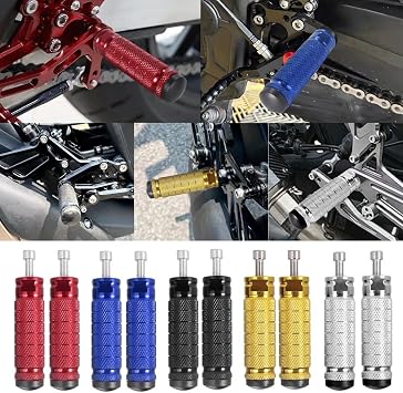Motorcycle Rear Passenger Footrests Pair CNC Aluminum With Anti-slip Rubber Pads Straight Pedal Footpegs For Stable Rides Resistant Wearproof Fit Install(Black)
