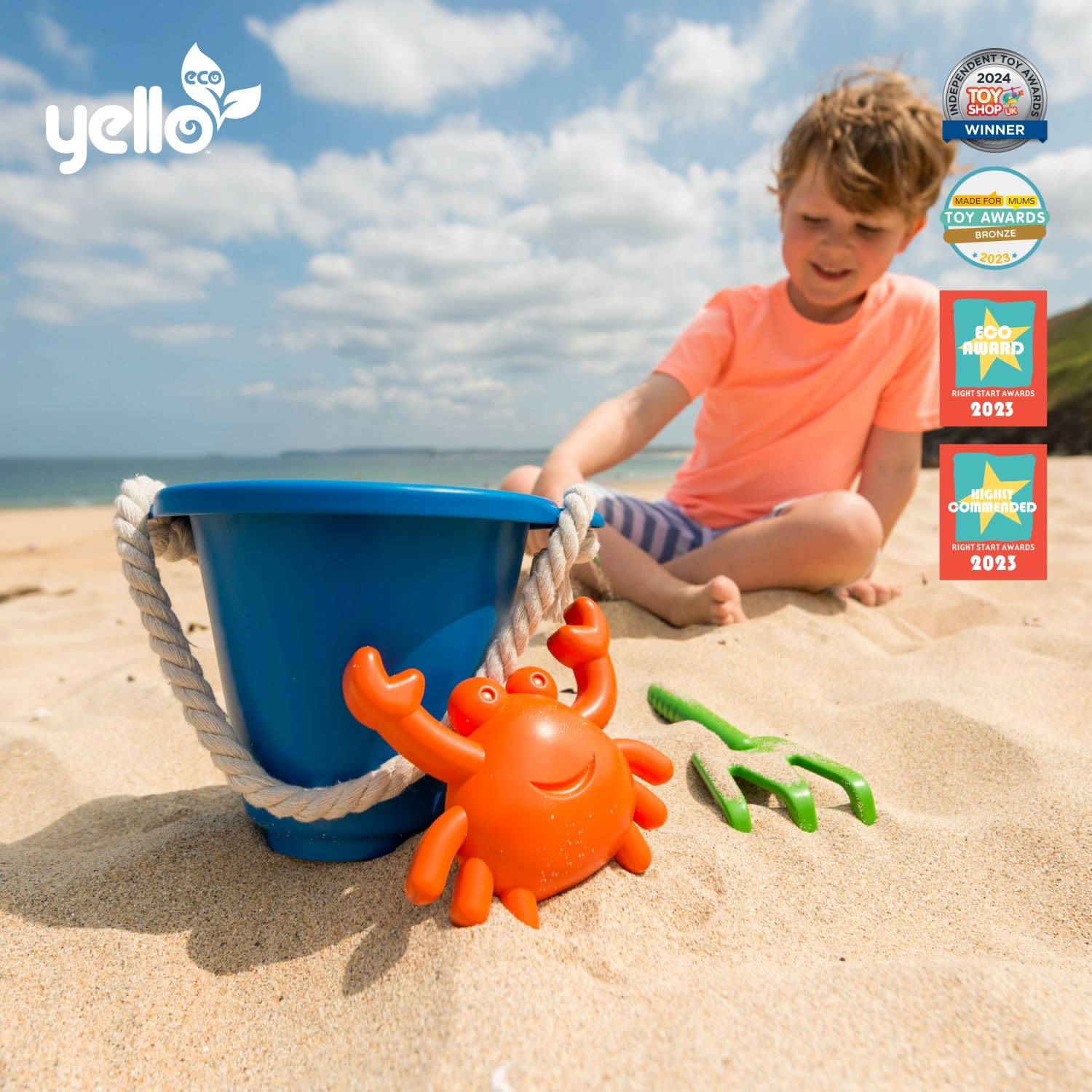 Yello 100% Recycled Plastic Beach Bucket, Kids Eco friendly Outdoor Play Set - Image 2