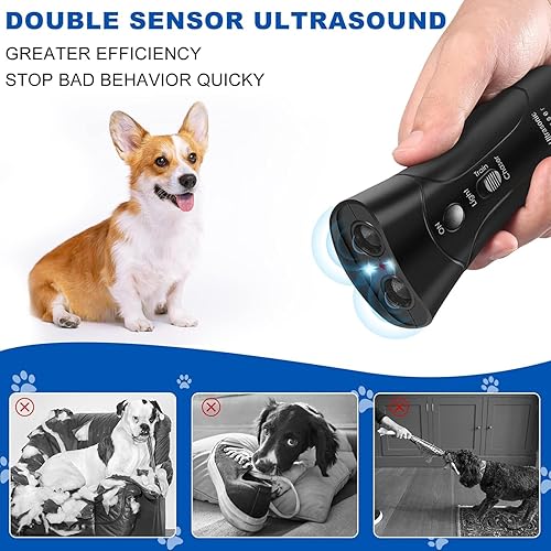 Miniatura 4 de Dispositivo de control antiladridos, dispositivo ultrasónico antiladridos con 3 modos y luz LED, dispositivos de control de ladridos de perro con