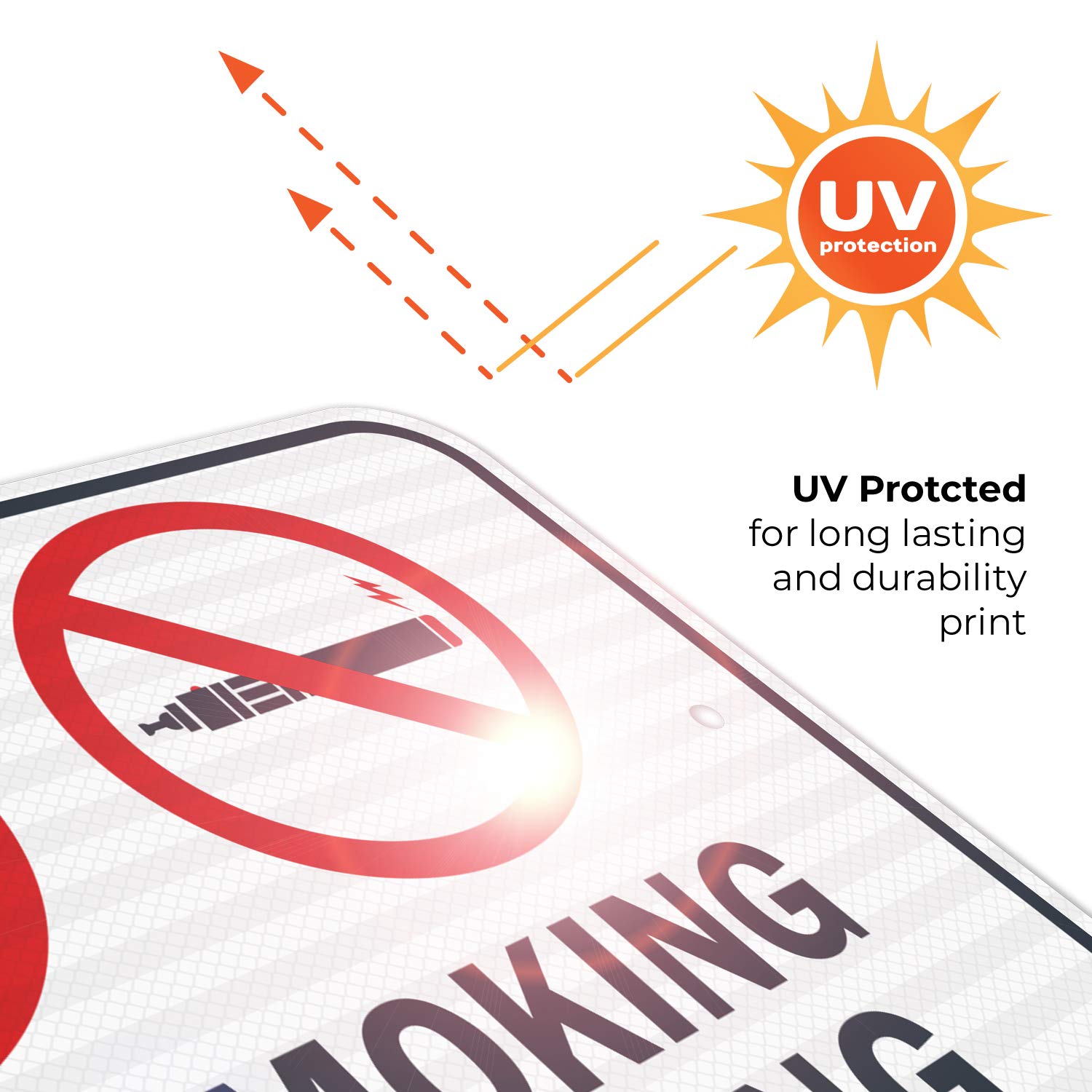 No Smoking No Vaping Sign, 12x18 Inches, 3M EGP Reflective .063 Aluminum, Fade Resistant, Easy Mounting, Indoor/Outdoor Use, Made in USA