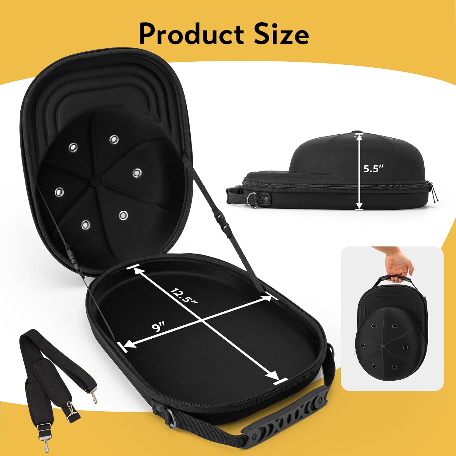 Hard Hat Travel Case for Baseball Caps, Hat Carrier Organizer for 6 Caps