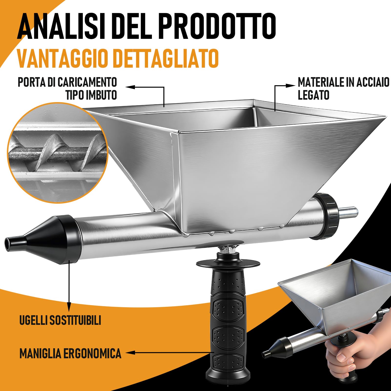 Siringa Elettrica per Malta con 8 Ugelli Rimovibili+2 Manici Antiscivolo, Pistola per Malta Elettrica Portatile, Miscelatore per Malta per Giunti di Malta Muri e Pavimenti in Pietra