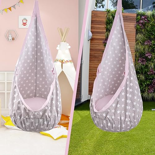 Miniatura 6 de YAERSI Silla de columpio para niños con cojín inflable de PVC para juegos en interiores y exteriores, duradera y portátil