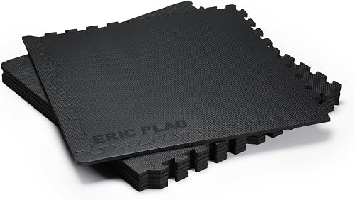 ERIC FLAG Mata ochronna na podłogę fitness, 6 modułowych mat puzzli + krawędź, duża powierzchnia 178 x 120 x 1 cm (2,13 m²), pianka EVA, antypoślizgowa, amortyzacja uderzeń, ochrona podłogi, domowa