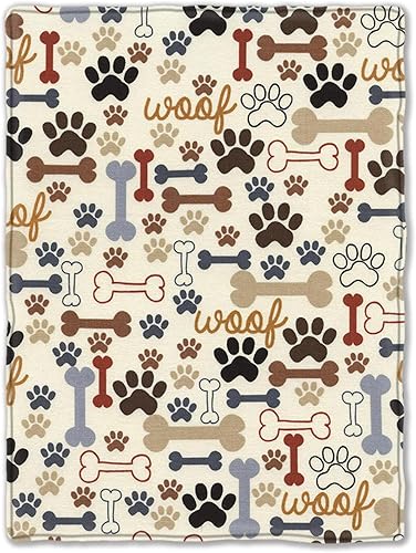 Miniatura 1 de Manta con estampado de huesos de pata de perro, manta de franela suave de forro polar para sofá o dormitorio, 50 x 40 pulgadas