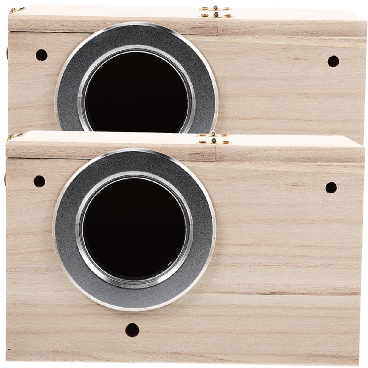 Caja Nido de Madera para Pájaros, 2 Piezas, Color Caqui