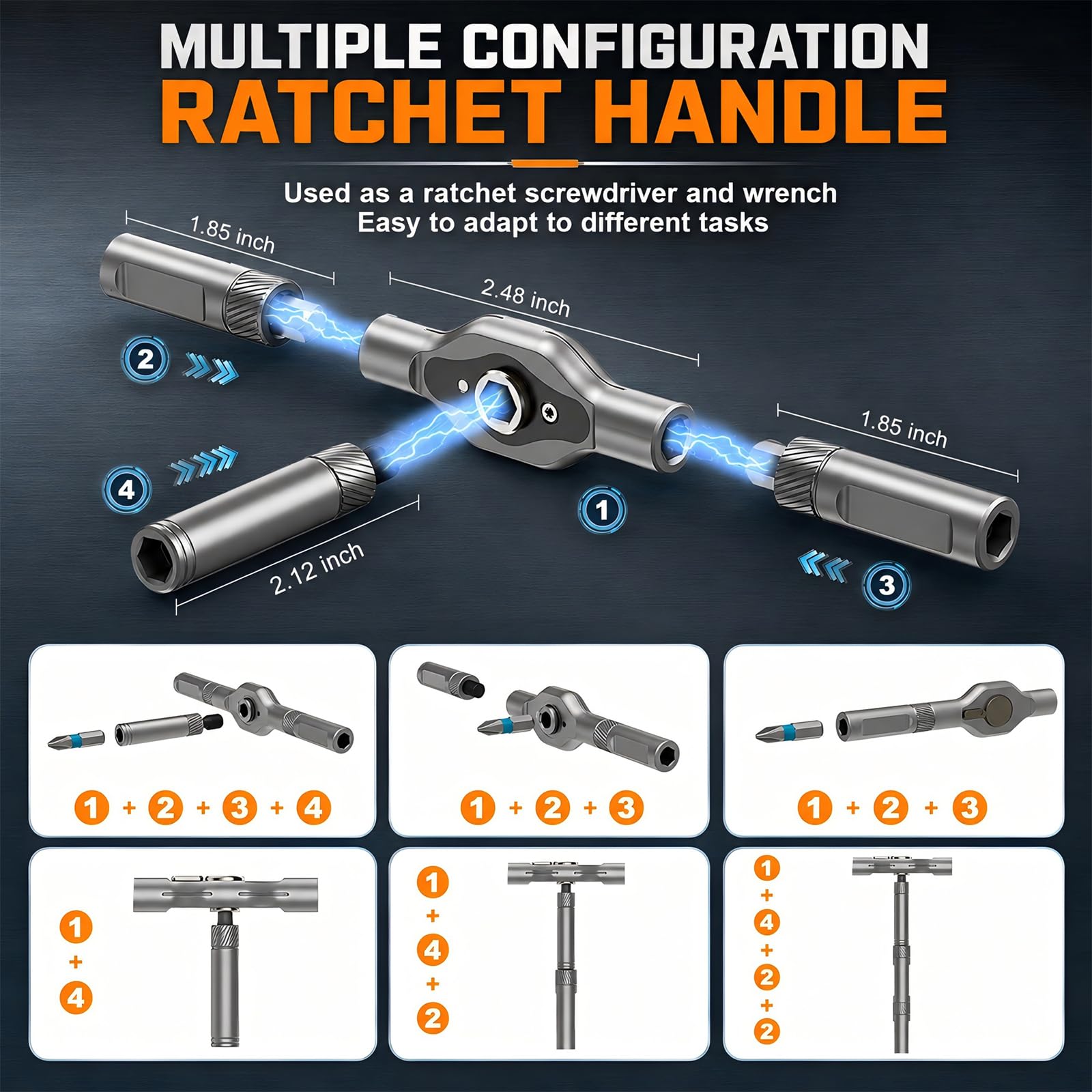 Set di cacciaviti magnetici 42 in 1 - Set di cacciaviti a cricchetto con manico staccabile, punte multi-magnetiche, strumenti di riparazione portatili per fai da te, elettronica, auto