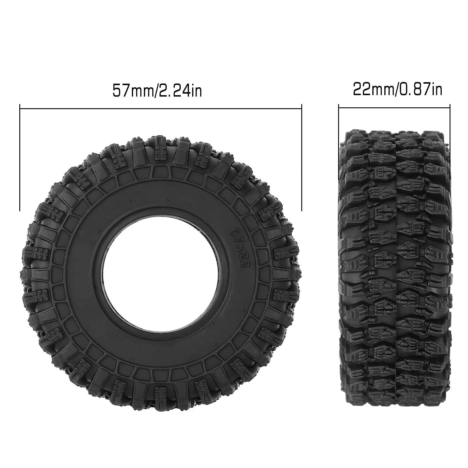 Neumáticos Coche RC para TRX4M para Axial para SCX24 para AX24 Actualización para Neumáticos De Rueda Súper Suaves Y Pegajosos 1,0 57 * 22mm para 1/18 1/24 Coche Trepador De Control Remoto