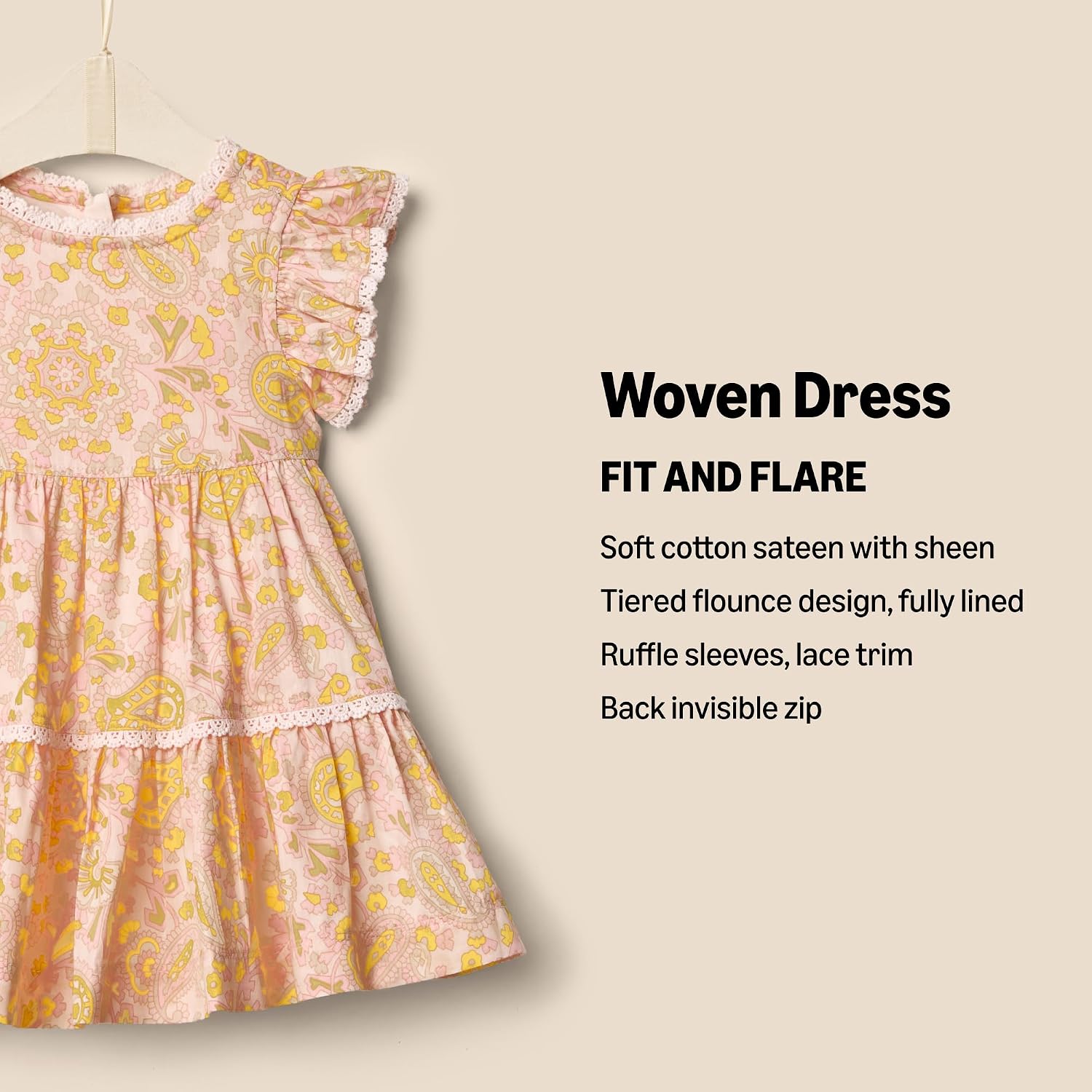 Amazon Essentials x Sofia Grainge Toddlers and Baby Girls' Woven Ruffle Sleeve Dress - Image 3