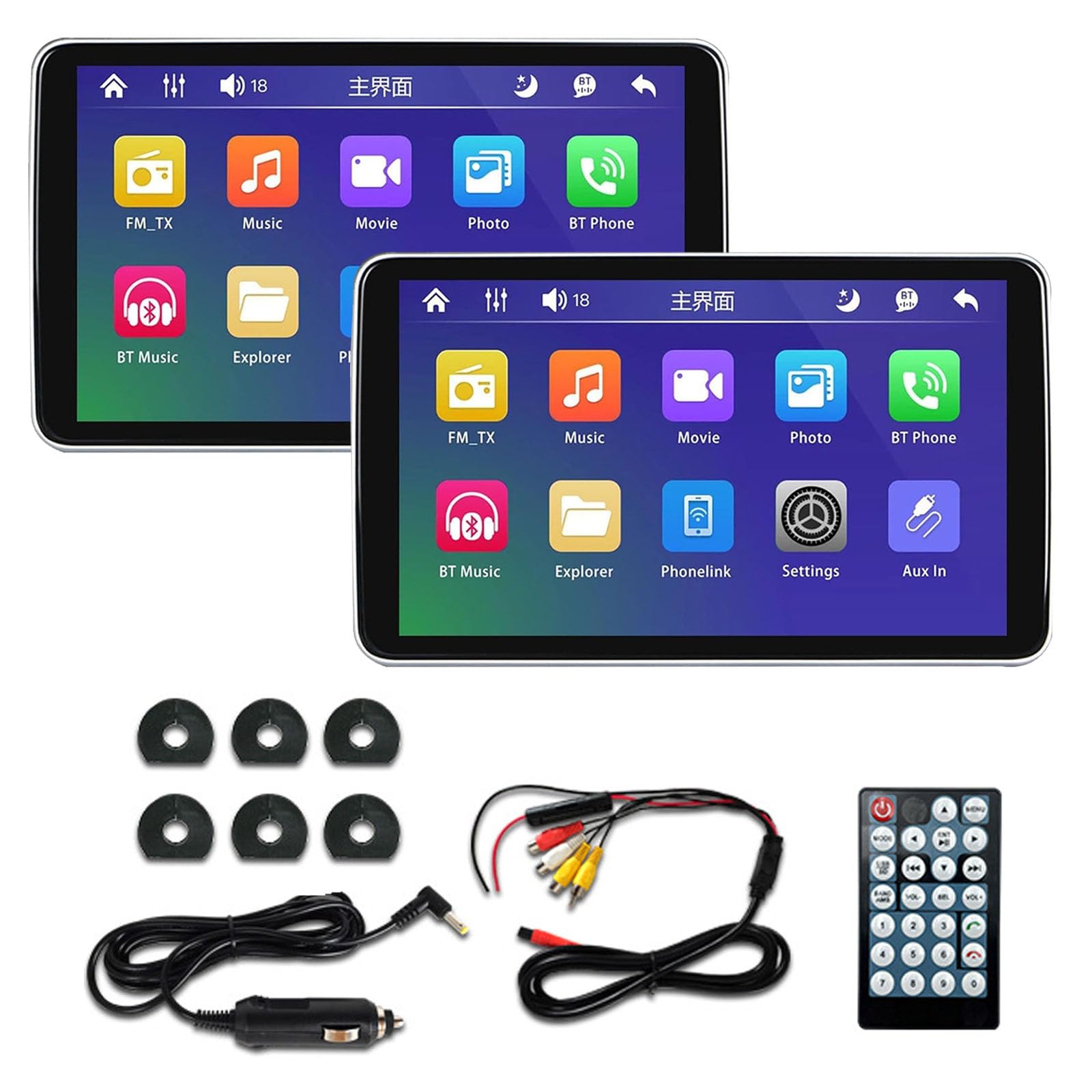 Monitor para Reposacabezas De Coche De 10,1" – Pantalla Táctil IPS HD, Compatible con Tarjeta TF/USB/FM, MP3/MP4/MP5 | Reproductor Multimedia para Entretenimiento En Los Asientos Traseros,2pc