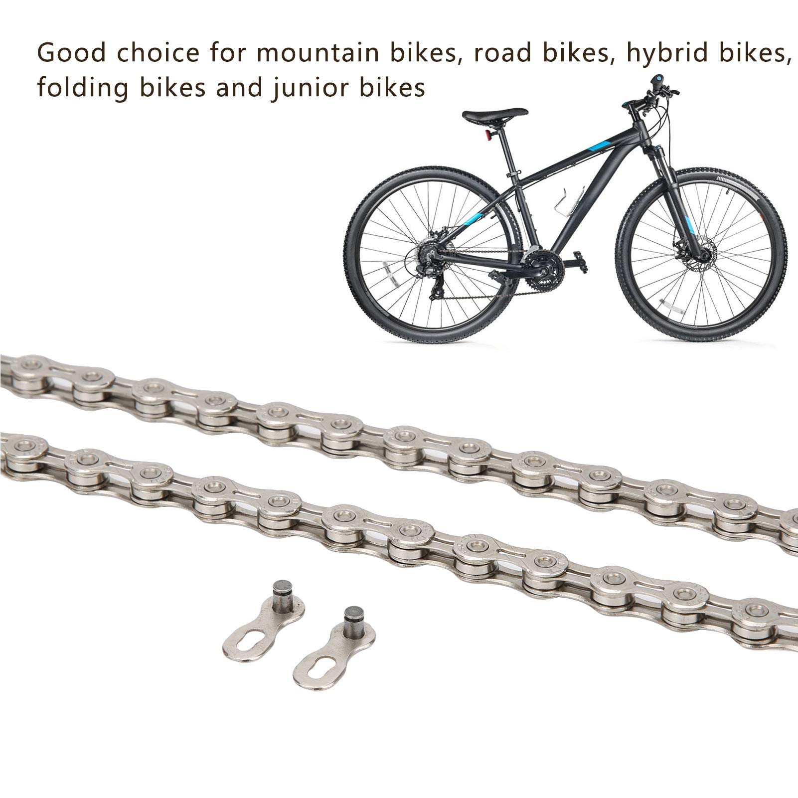 Chaîne de vélo de montagne, en acier résistant à l'usure, facile à installer, 10 vitesses, pour vélo de route, trajet, randonnée Chaîne de vélo de montagne, en acier résistant à l'usure, facile à installer, 10 vitesses, pour vélo de route, trajet, randonnée