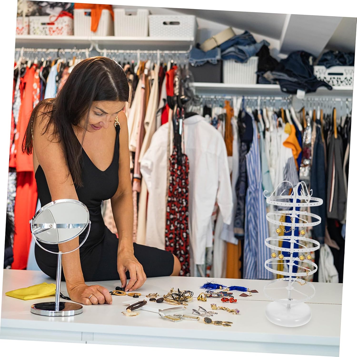 MAGICLULU Earring Organizer Stand Tabletop Ear Display Stand Holes Multi-tier Jewelry Organizer for Selling