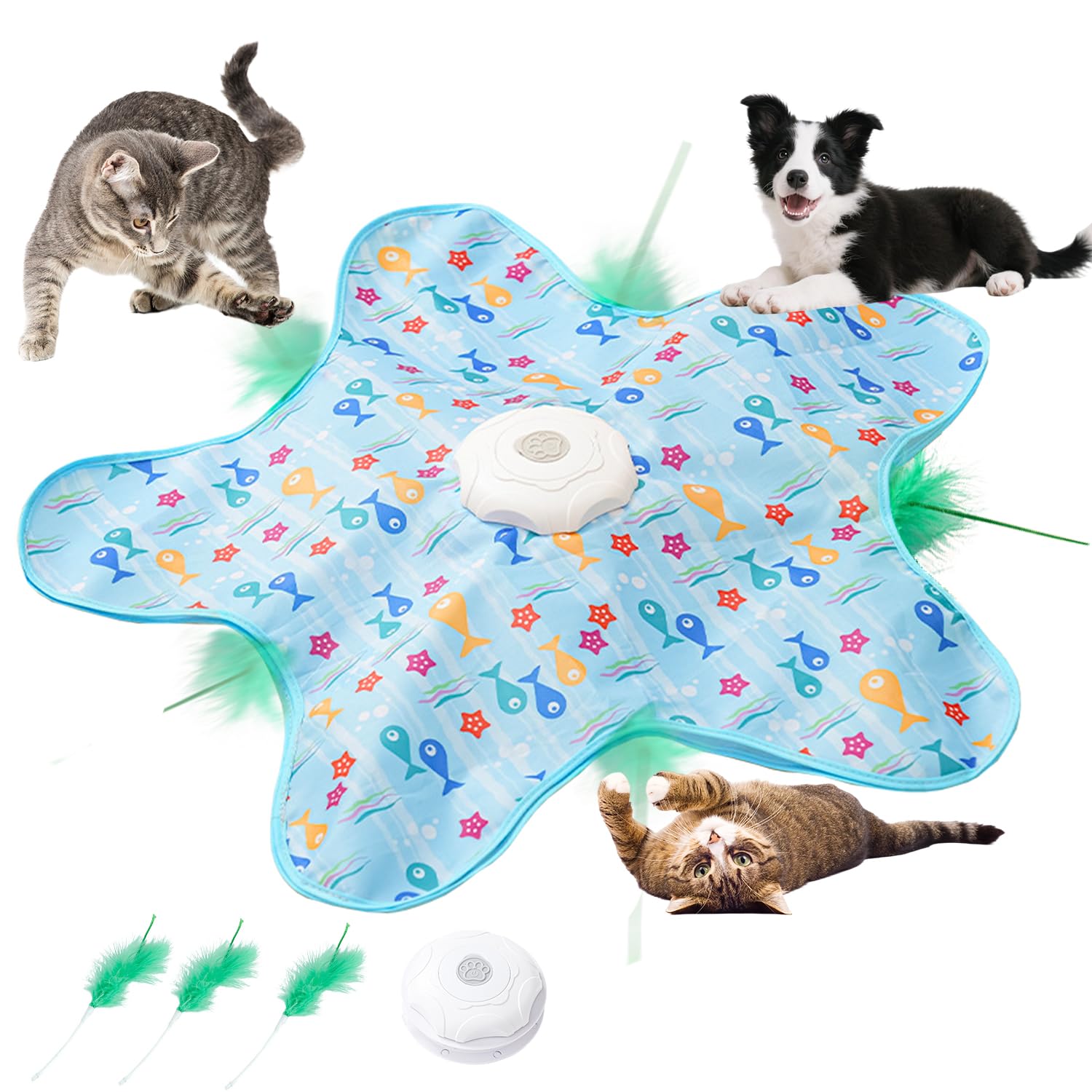 Giochi per Gatti Interattivi Ricaricabili, Giocattoli per Gatti con Piume, Bastone Automatico per Gatti, Giocattolo interattivo per g-atti con Piume, Giocattolo per animali domestici e cani