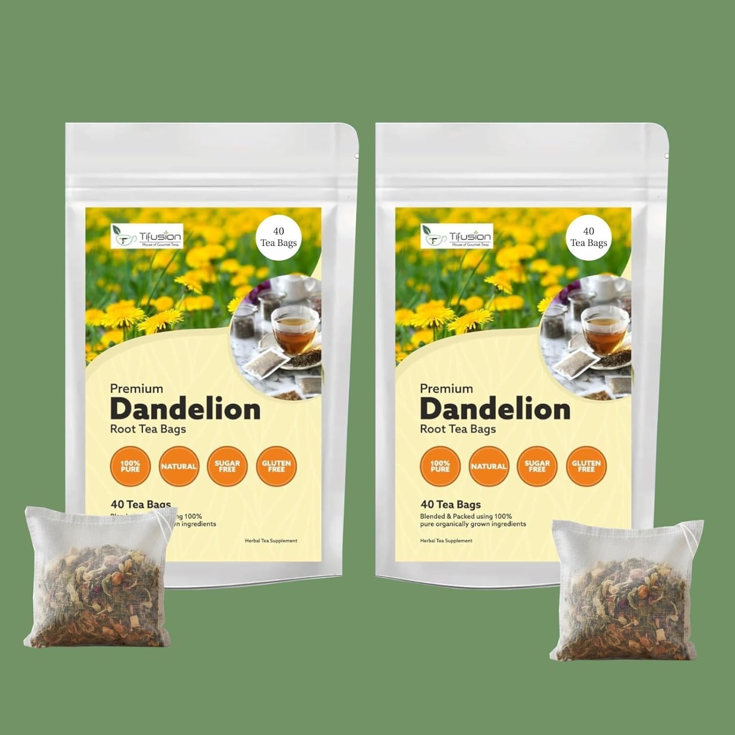 Dandelion Root Tea Pack of 2 (80 Tea Bags) | Ayurvedic tea for Liver, Kidney & Gallbladder Cleanse | Natural Herbal Kidney Detox & Liver Detox | Caffeine-Free Wellness Infusion ||