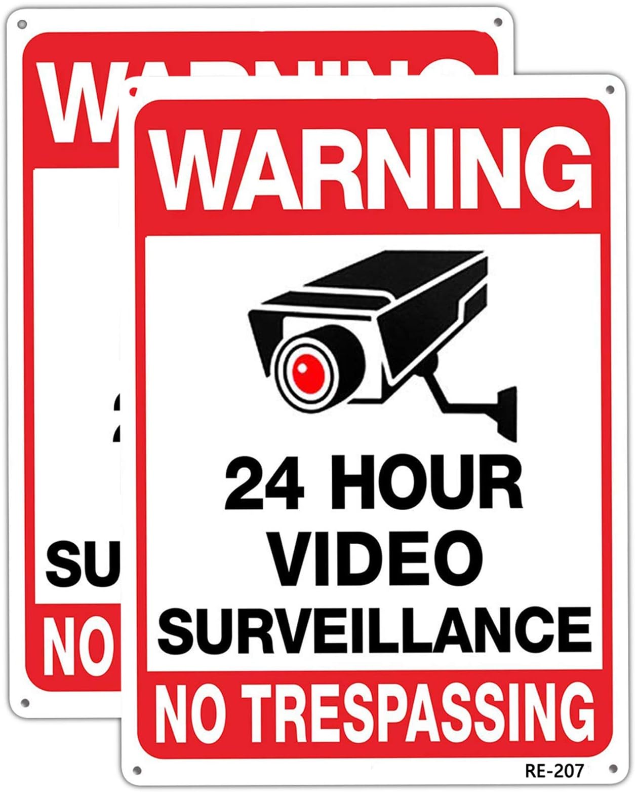 Warning Security Cameras in Use 24 Hour Video Surveillance Sign No Trespassing Sign 10x14 Aluminum UV Ink Printed,Durable/Weatherproof Up to 7 Years Outdoor for House and Business (2-Pack)