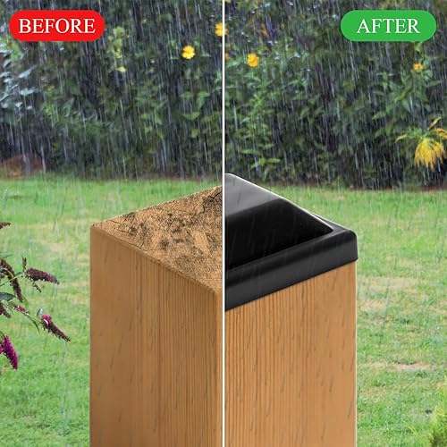 Miniatura 6 de Paquete de 32 tapas de madera para postes de valla, tapas de plástico de 4 x 4 pulgadas (3 58 pulgadas) con 64 tornillos, cubierta de madera a