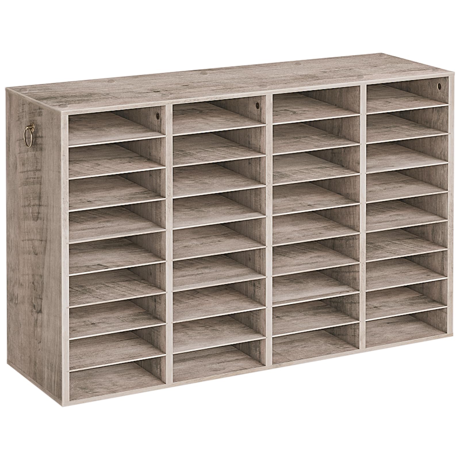 HOOBRO Wooden Mail Sorter Organizer - 12 Compartments, Adjustable Shelves, Greige (28.1")