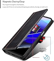 Vista 3 de HAII Funda con tapa para Moto G Stylus 5G 2022, funda de piel tipo cartera con bloqueo RFID, ranura para tarjeta de crédito y función atril, cierre