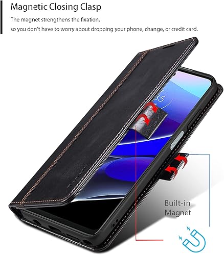 Miniatura 3 de HAII Funda con tapa para Moto G Stylus 5G 2022, funda de piel tipo cartera con bloqueo RFID, ranura para tarjeta de crédito y función atril, cierre