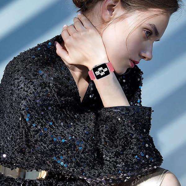 コンパチブル Apple watch バンド アップルウォッチ バンド ソロループ 編組バンド コンパチブル 交換用バンド シリコーン糸混紡リサイクルヤーン素材 apple watch Series 7/6/5/4/3/2/1/SE対応 38mm/40mm/41mm 42mm/44mm/45mm iwatch バンド - 5