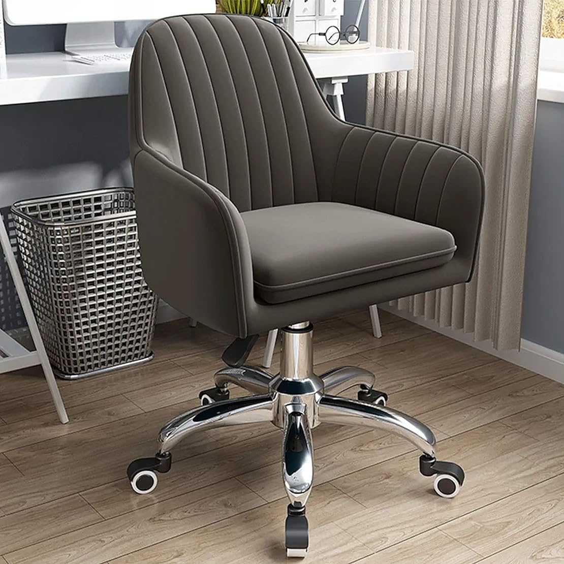My Art Design - 1 Swivel Chair Modern, Elegant & Comfortable Velvet Arms Chairs for Dinning Living Hotel Cafe Office (Grey)-image-10