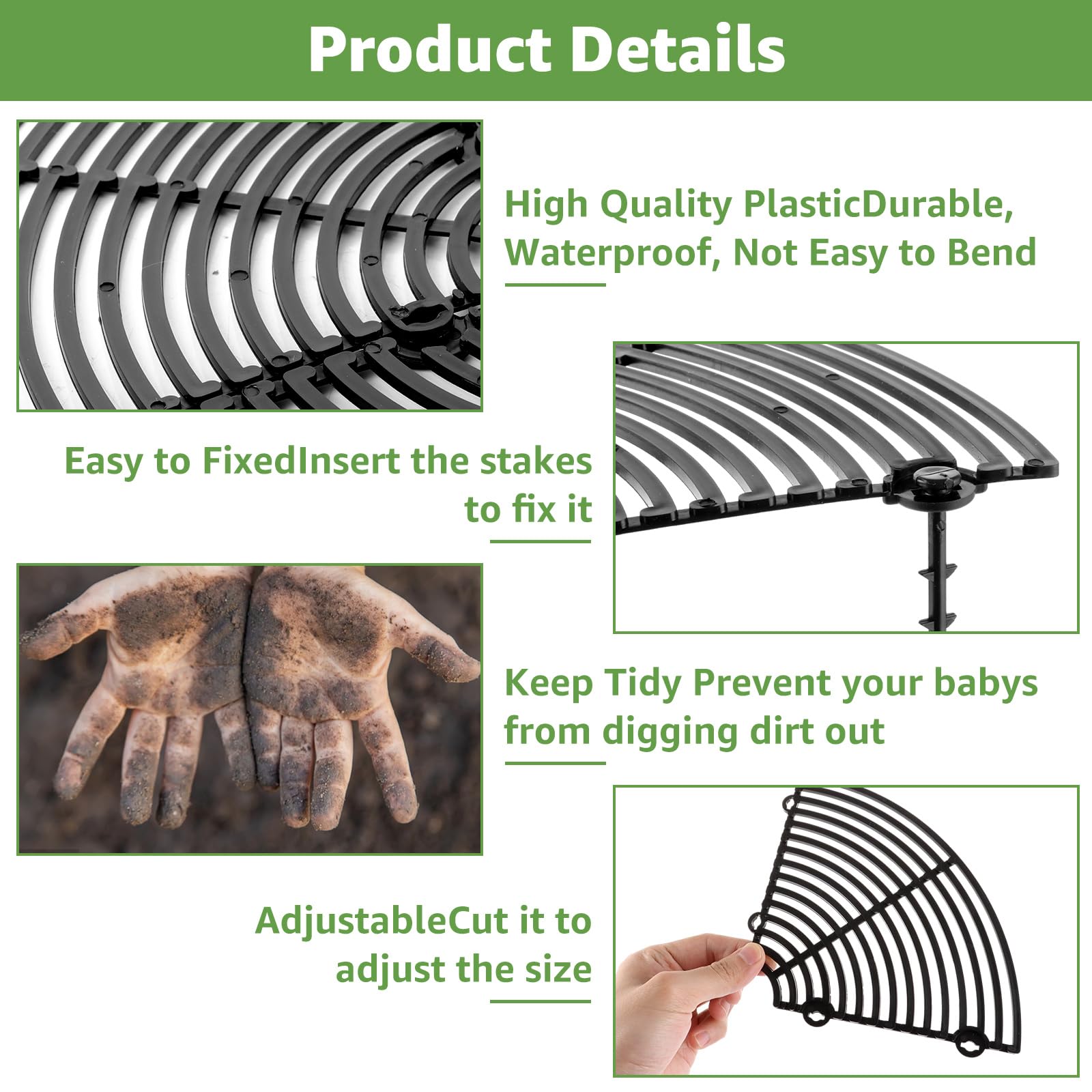 JMIATRY Lot de 5 grilles de protection pour pots de fleurs, 30 cm + 52 cm, protection contre les animaux et les enfants, noires