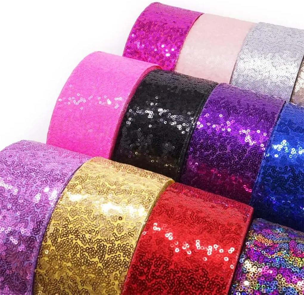 5 Yard/Roll 3 Inch 75MM Sequin Ribbons Fabric for Sewing Costumes