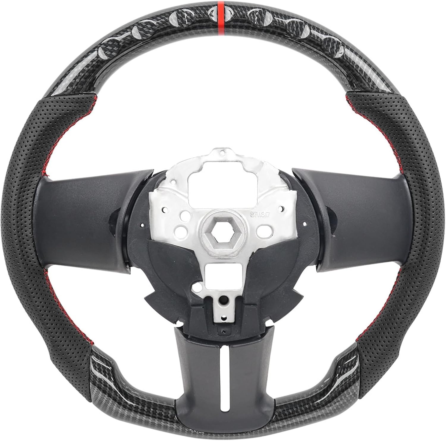 Hydro-Dip Carbon Fiber Steering Wheel Fit For Mustang 2010 2011 2012 2013 2014 Perforated Leather Racing Car Accessories(White Stitch)