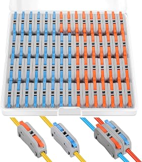 60 pcs XHF Conductor Compact Connectors Lever Connectors Nuts, Electrical Connectors Wire Terminals for Any Circuit Inline Splices 28-12 AWG (SPL-1) Orange&Blue