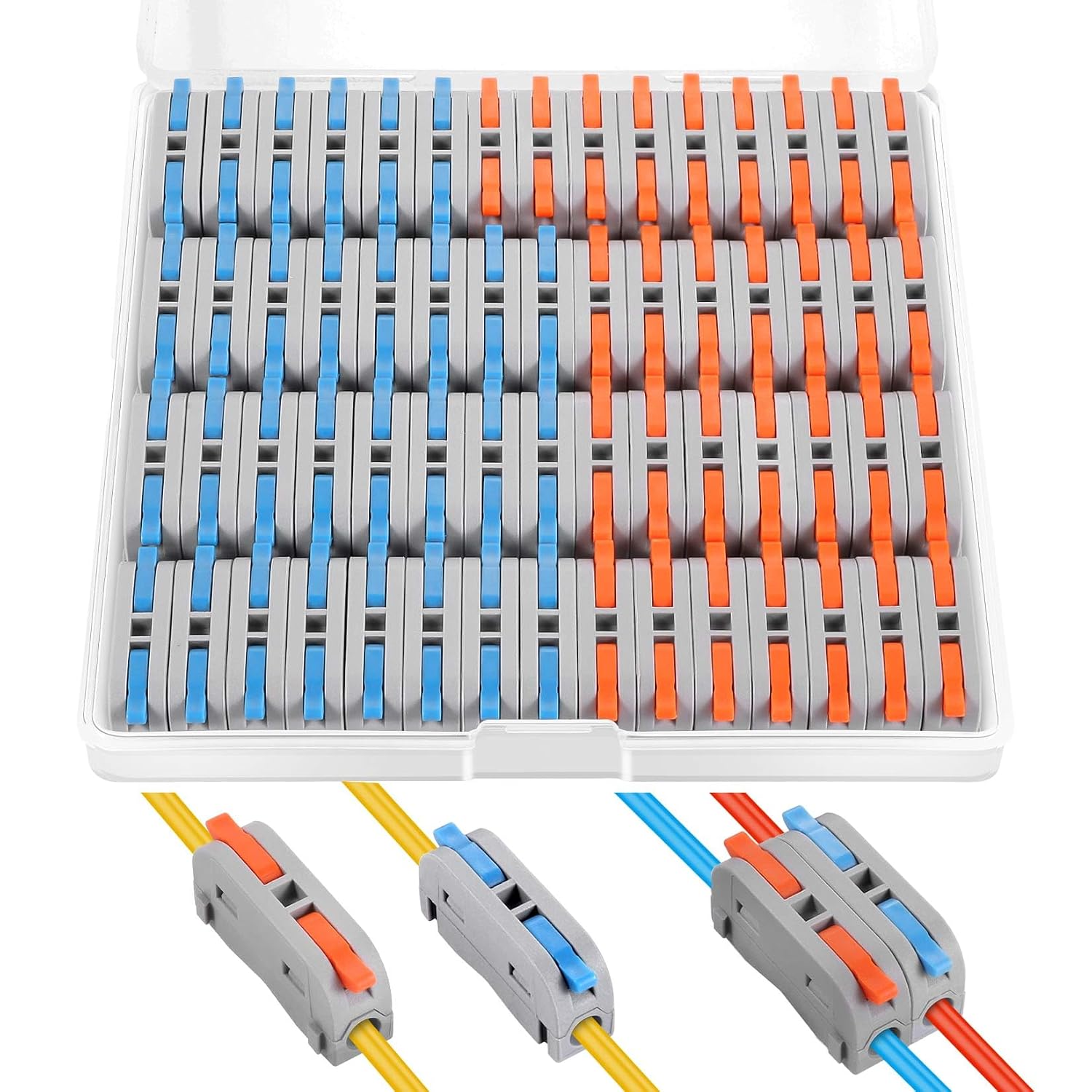 60 pcs XHF Black&Red Conductor Compact Connectors Lever Connectors Nuts, Electrical Wire Terminals for Any Circuit Inline Splices 28-12 AWG (SPL-1)