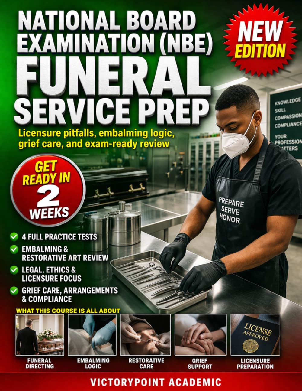 NATIONAL BOARD EXAMINATION (NBE) FUNERAL SERVICE PREP: LICENSURE PITFALLS, EMBALMING LOGIC, GRIEF CARE, AND EXAM-READY REVIEW