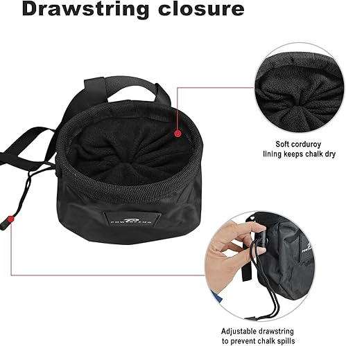Miniatura 2 de Bolsa de tiza para escalada en roca y bouldering bolsa de tiza para interiores y exteriores, para hombres y mujeres, equipo y accesorios de escalada