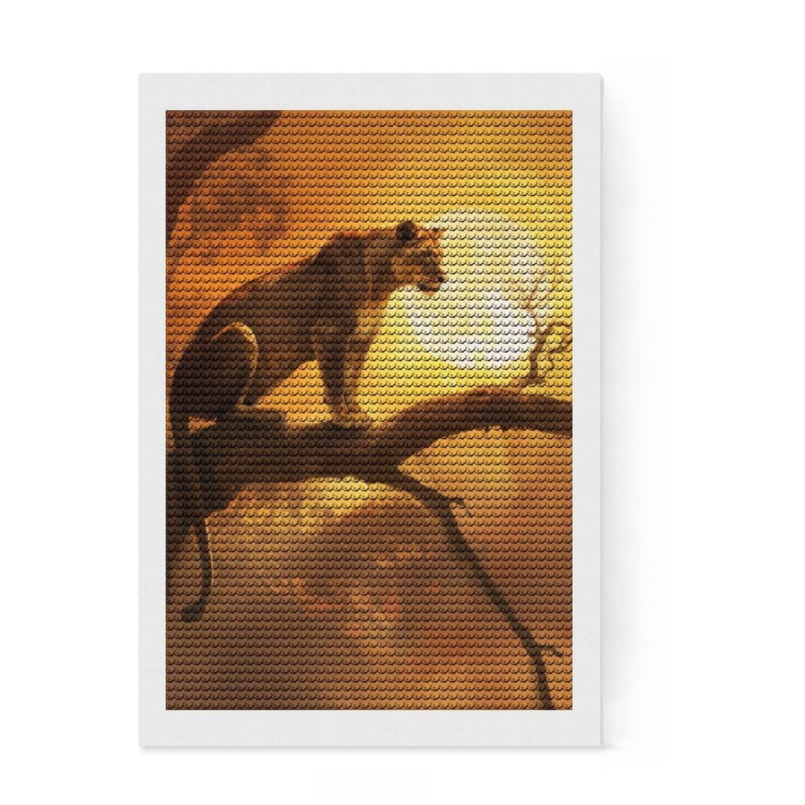 Junmoney Sunlit Lioness Diamond Painting Set 8"x12", Arts and Crafts, Wall Art Gift, Full Kit Included, Relaxing Handmade Project