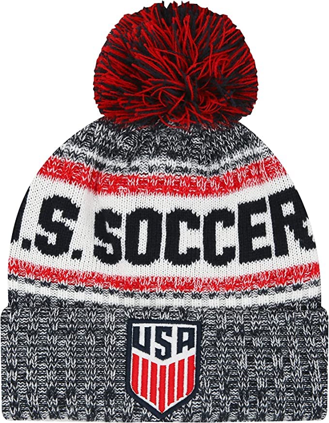 Icon SportsU.S. Soccer Adult Distressed Unisex Pom Beanie Blue