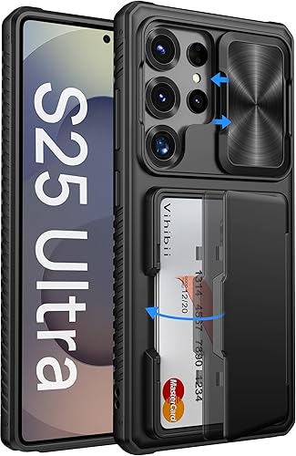 Vista 23 de Vihibii Funda tipo cartera para Samsung Galaxy S25 Ultra, tarjetero integrado (4 tarjetas), [bloqueo RFID] y cubierta de lente deslizante, Verde