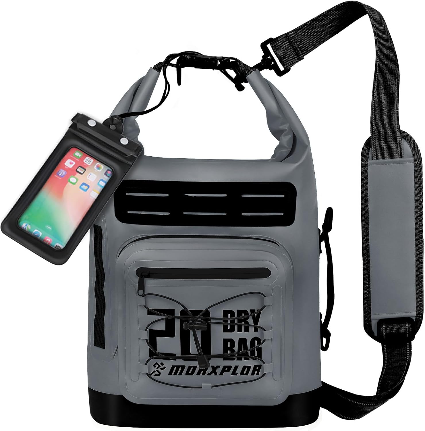 Dry Bag Waterproof,5L/10L/20L/30L Roll Top Dry Bag Backpack with WaterProof Phone Case for Swim,Kayak(Dark Grey 20L)
