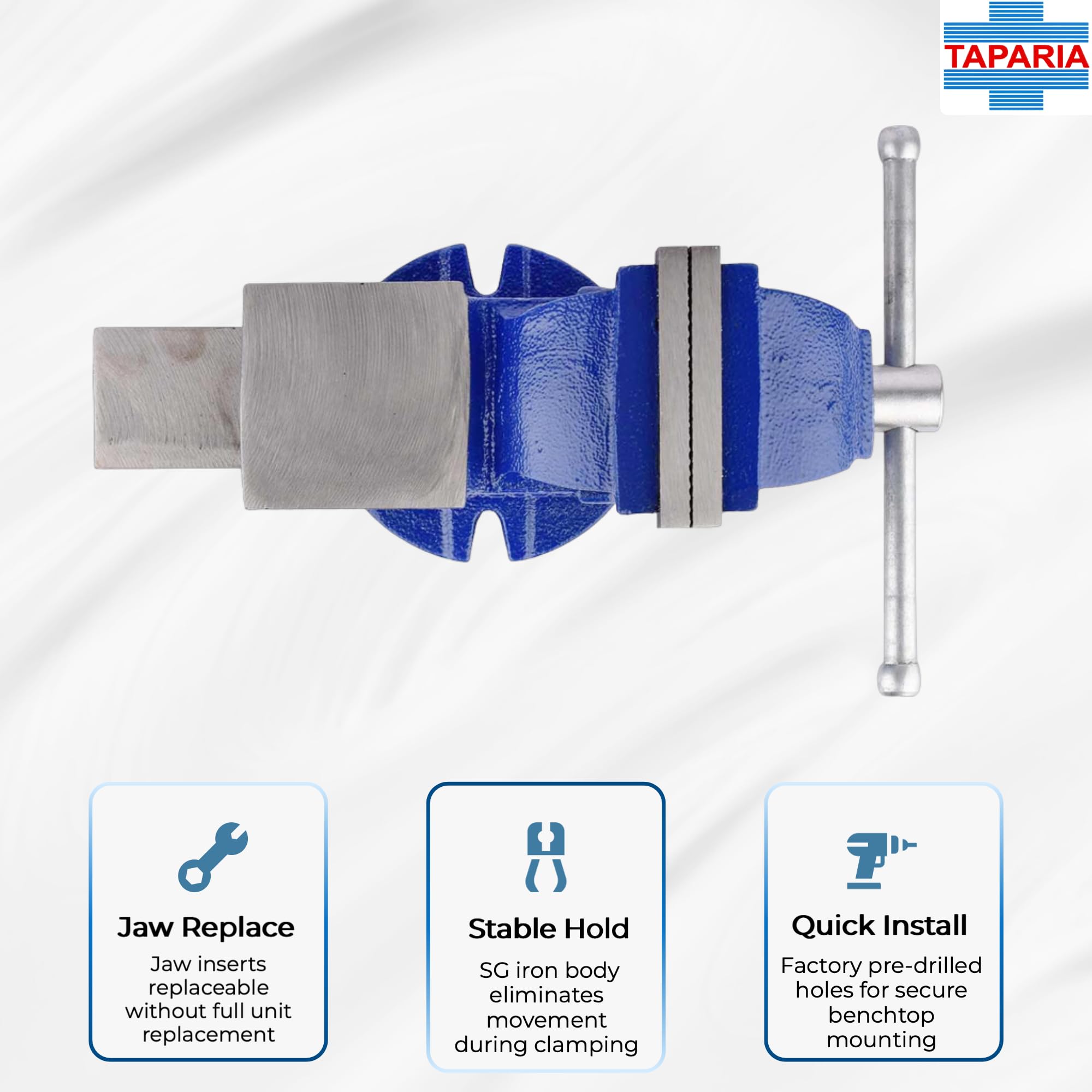TAPARIA Bench Vice Fixed Base 100mm 3