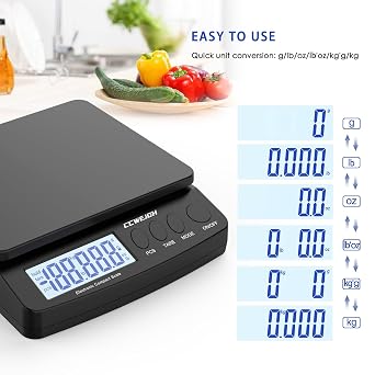 Digital Postal Scale 30kg/66lb - Durable Steel Construction, 6 Units Conversion, Tare Function | for Home, Kitchen, Postal, Shipping, Parcel Transport