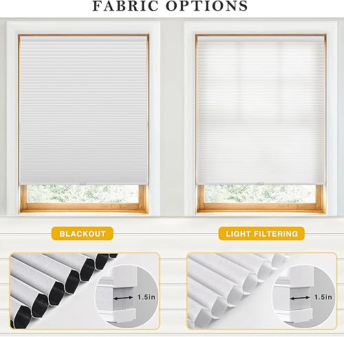 Miniatura 5 de LazBlinds Persianas celulares sin cordones, filtrantes de luz, de 1.5 pulgadas, persianas plisadas para ventana de 22 pulgadas de ancho x 48