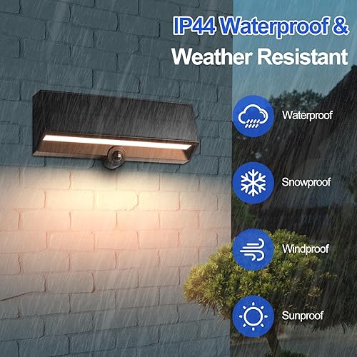 Miniatura 6 de FUDESY Lámpara solar LED de pared para exteriores, sensor de movimiento del atardecer al amanecer, lámpara solar con 3 modos de iluminación, lámpara